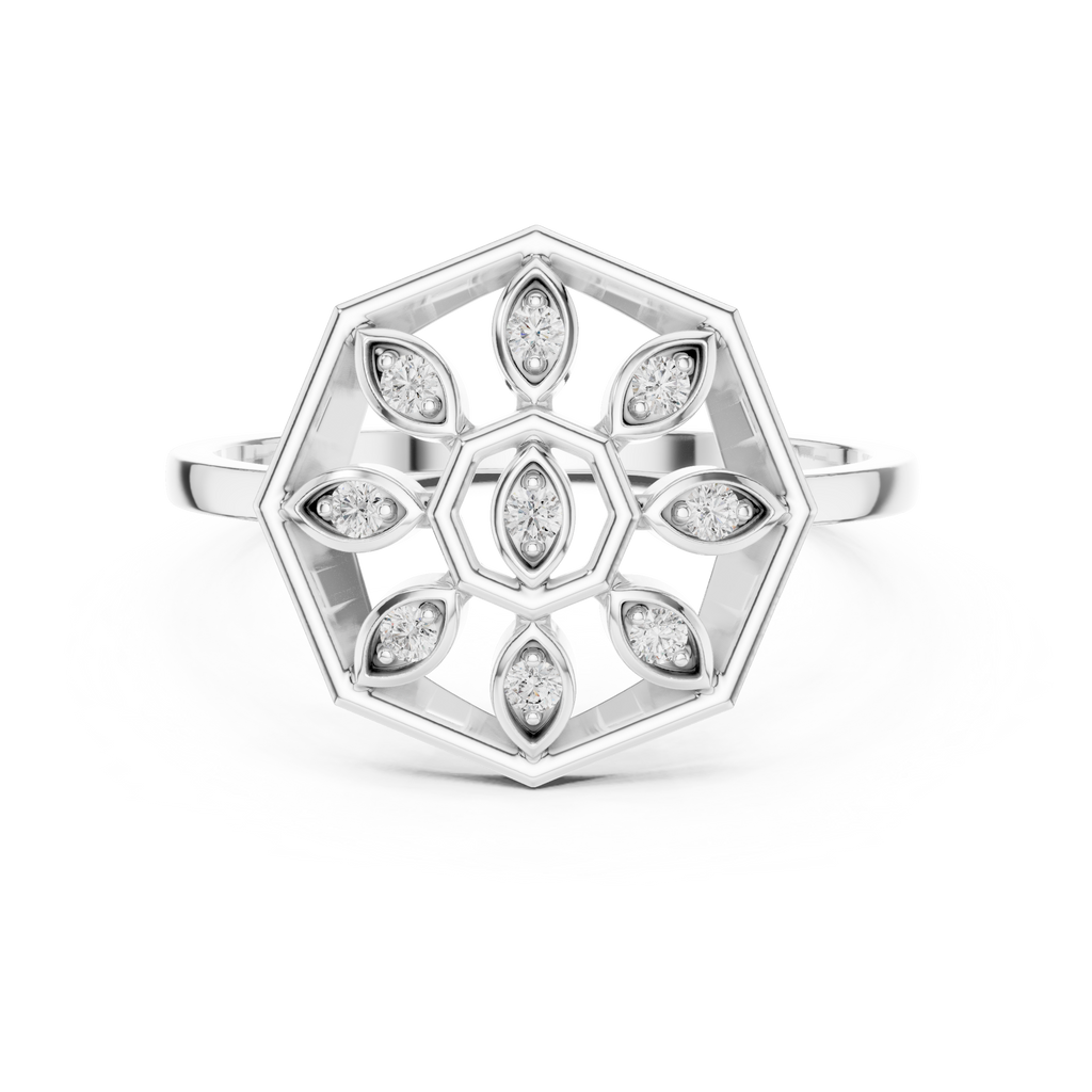 Delicate Flower Diamond Ring | Minimalist Women's Fashion Ring.