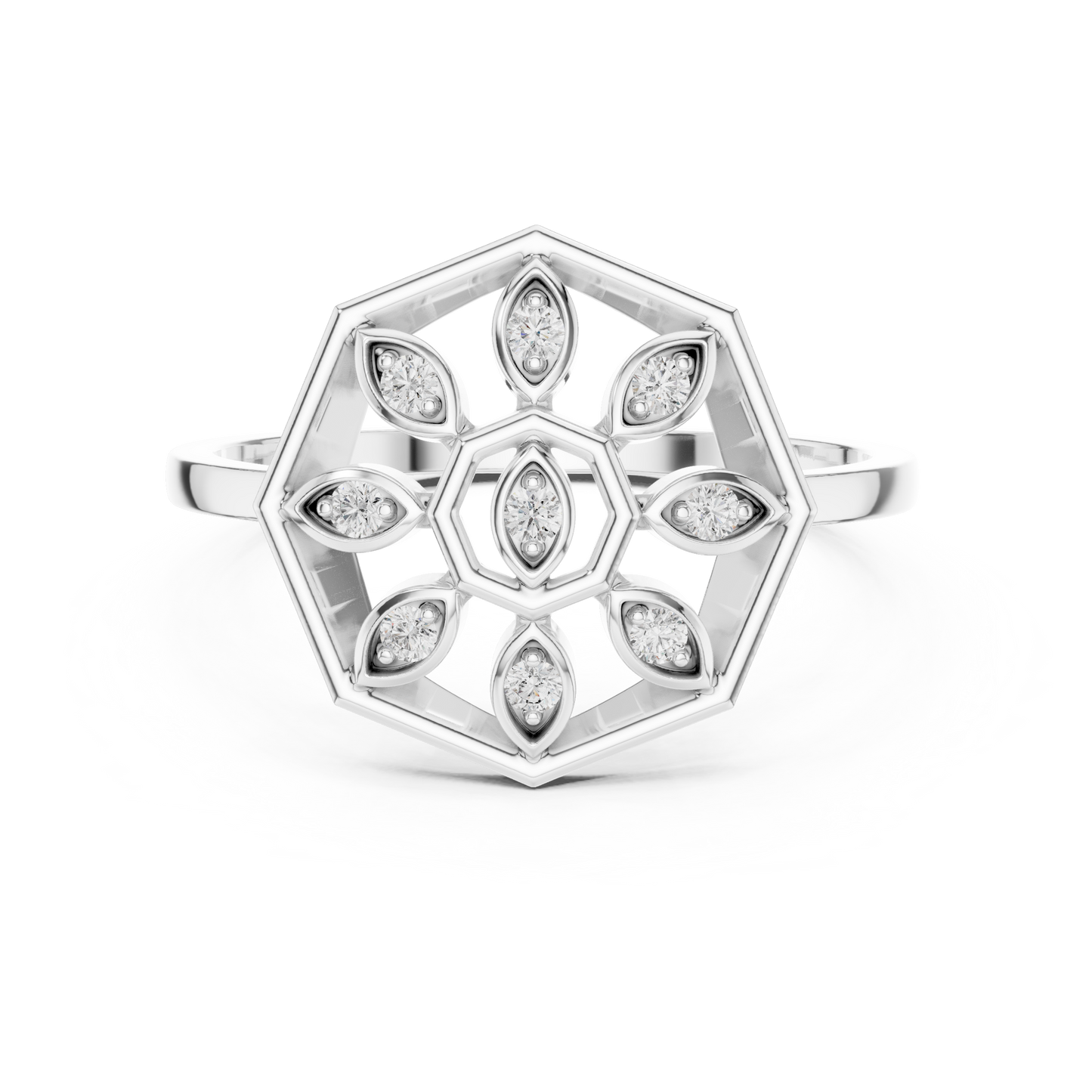 Delicate Flower Diamond Ring | Minimalist Women's Fashion Ring.