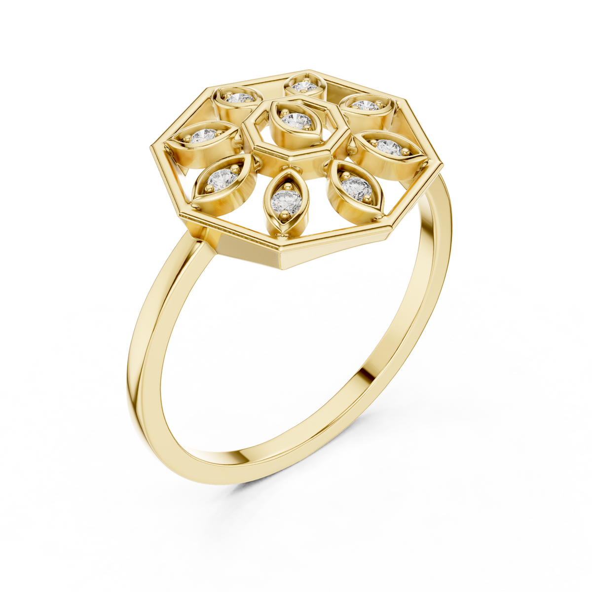 Delicate Flower Diamond Ring | Minimalist Women's Fashion Ring.