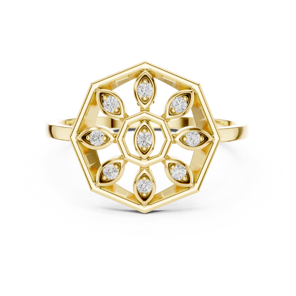 Delicate Flower Diamond Ring | Minimalist Women's Fashion Ring.