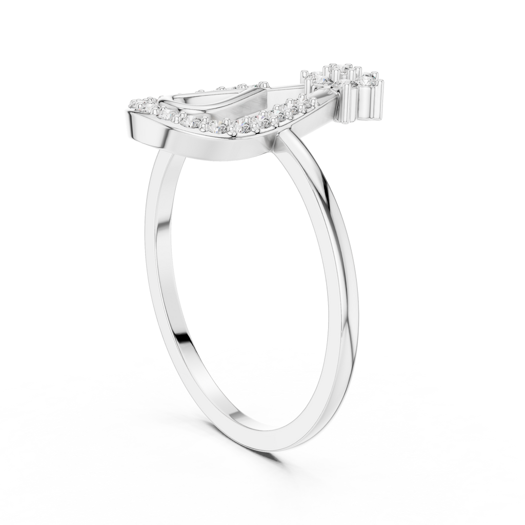 Open Teardrop Diamond Ring | Floral Cluster Design | Minimalist Ring for Women.