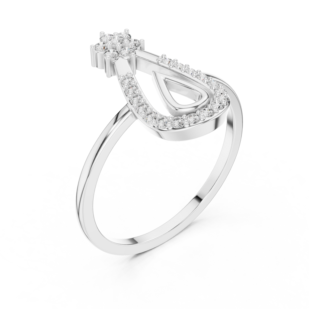 Open Teardrop Diamond Ring | Floral Cluster Design | Minimalist Ring for Women.