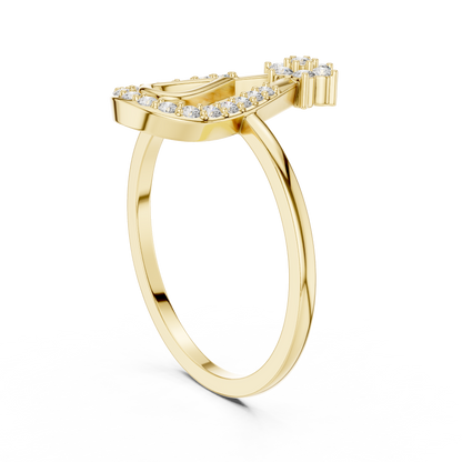 Open Teardrop Diamond Ring | Floral Cluster Design | Minimalist Ring for Women.