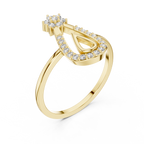 Open Teardrop Diamond Ring | Floral Cluster Design | Minimalist Ring for Women.