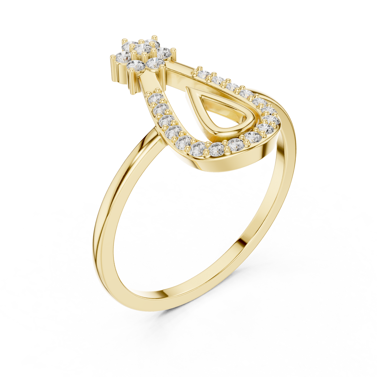 Open Teardrop Diamond Ring | Floral Cluster Design | Minimalist Ring for Women.