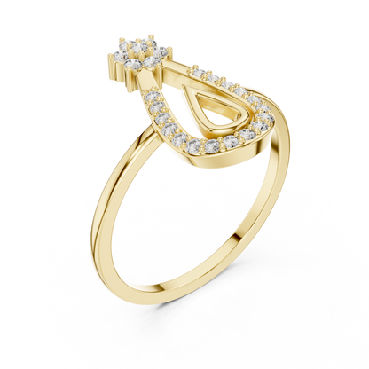Open Teardrop Diamond Ring | Floral Cluster Design | Minimalist Ring for Women.