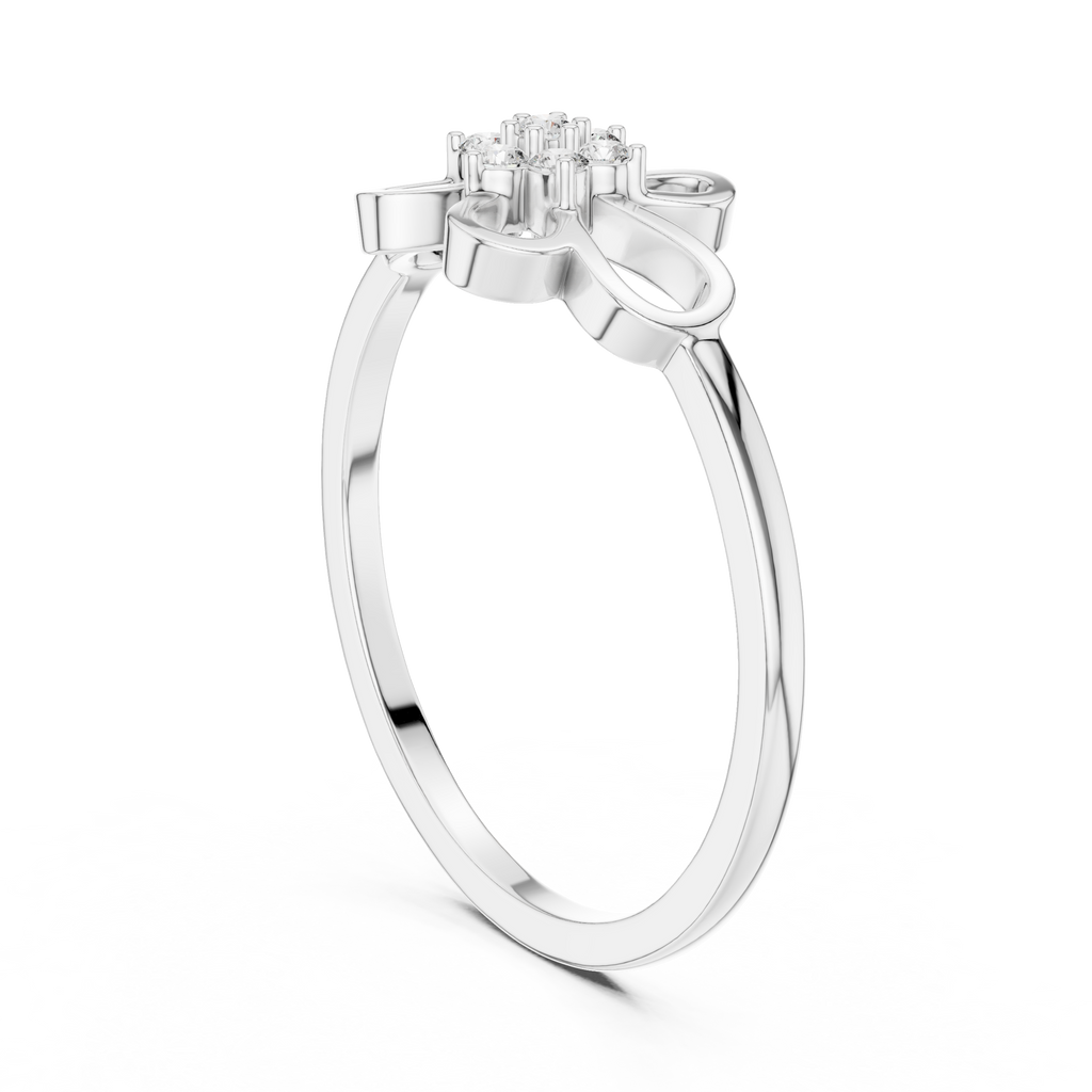 Minimalist Floral Diamond Ring | Openwork Flower Design | Women's Everyday Jewelry