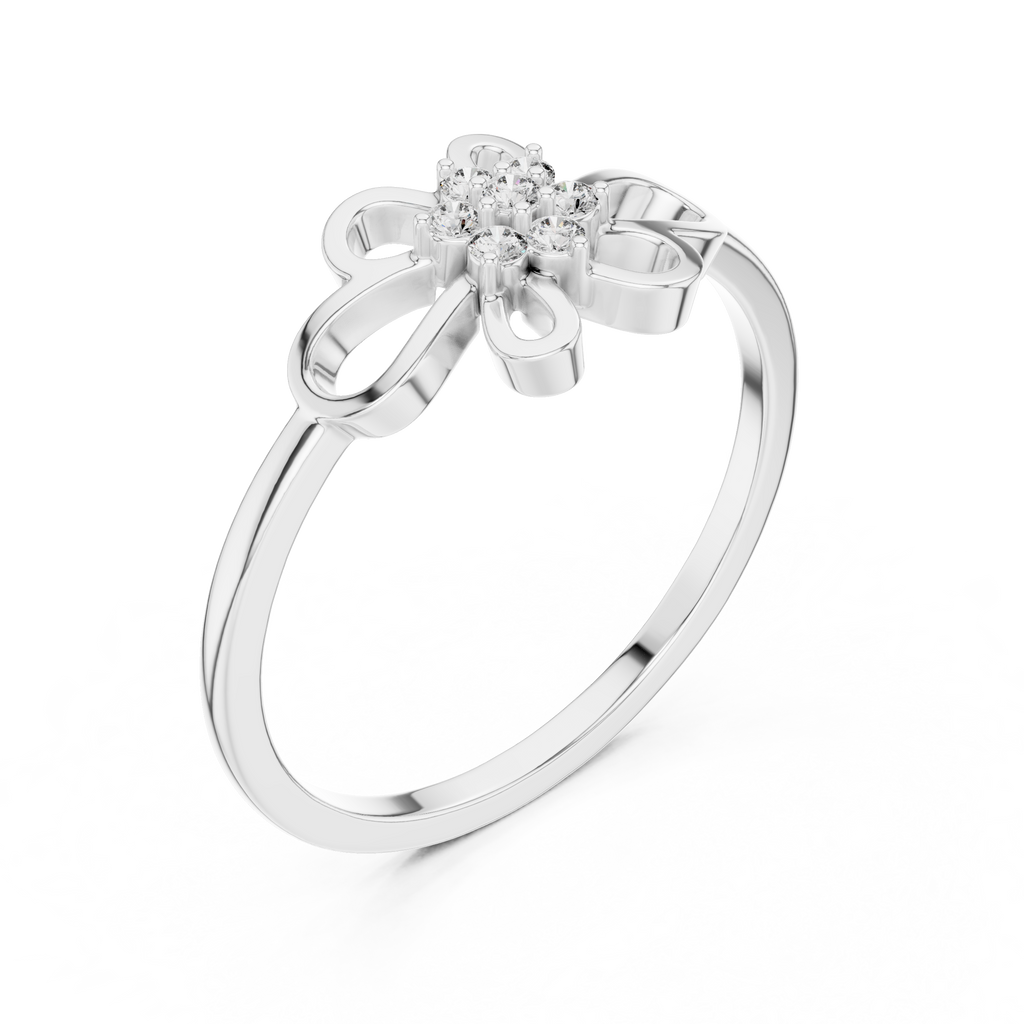 Minimalist Floral Diamond Ring | Openwork Flower Design | Women's Everyday Jewelry