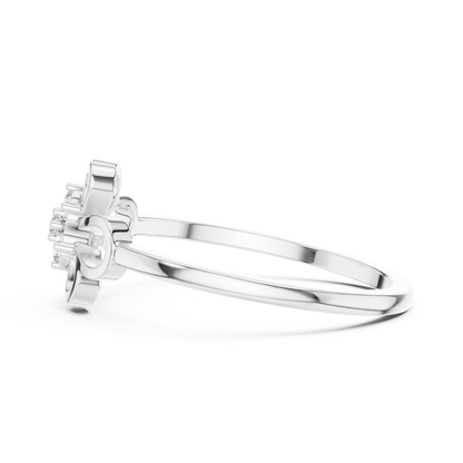 Minimalist Floral Diamond Ring | Openwork Flower Design | Women's Everyday Jewelry