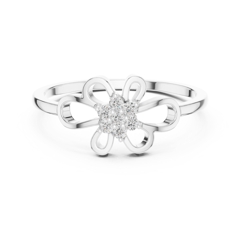 Minimalist Floral Diamond Ring | Openwork Flower Design | Women's Everyday Jewelry