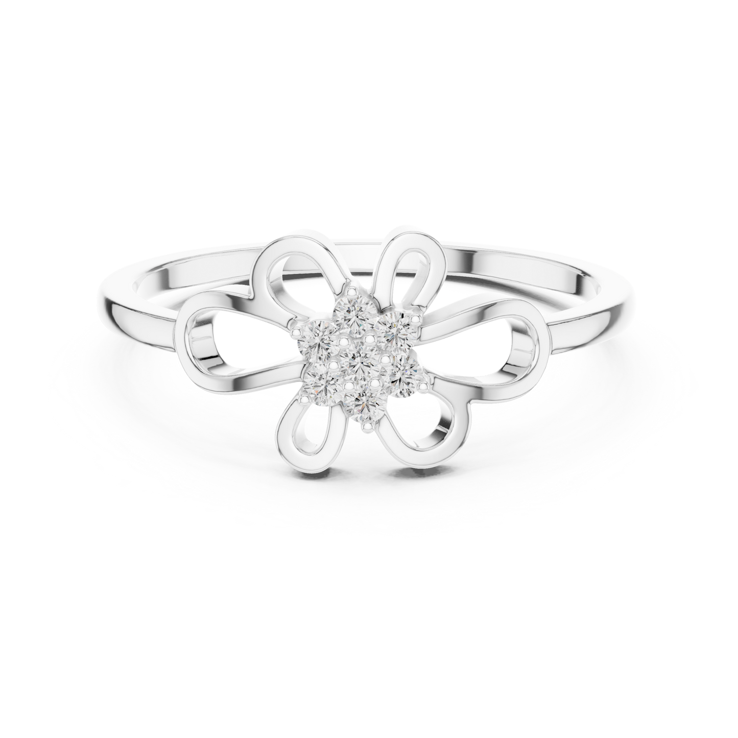 Minimalist Floral Diamond Ring | Openwork Flower Design | Women's Everyday Jewelry