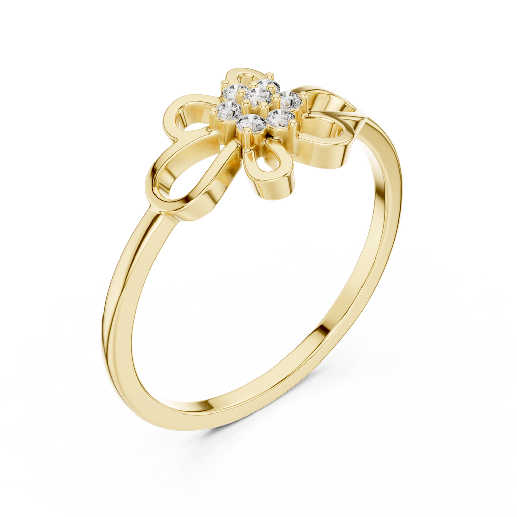 Minimalist Floral Diamond Ring | Openwork Flower Design | Women's Everyday Jewelry
