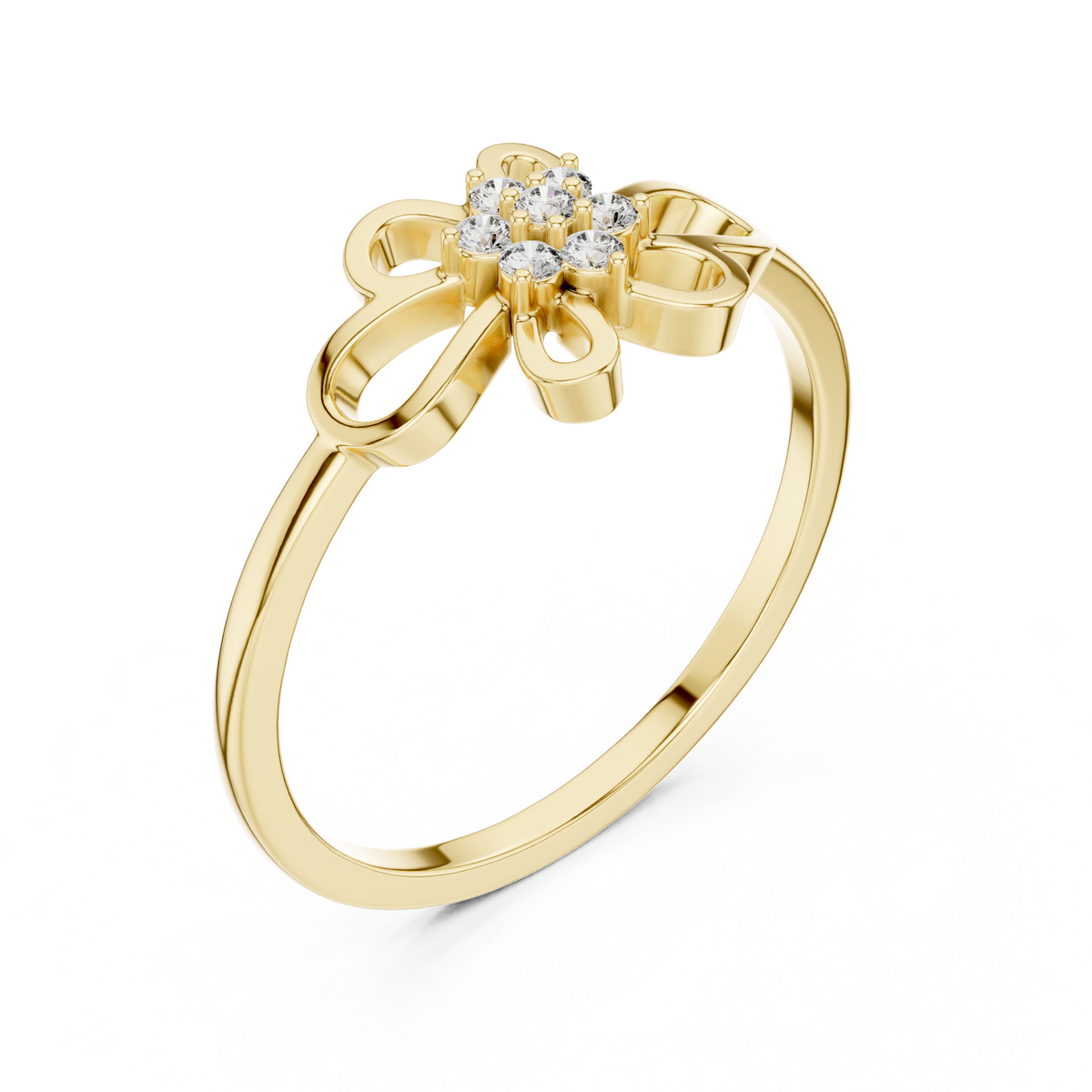 Minimalist Floral Diamond Ring | Openwork Flower Design | Women's Everyday Jewelry