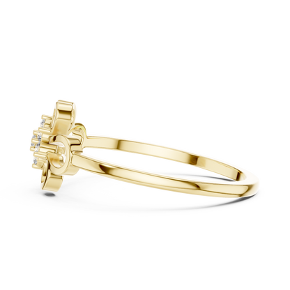 Minimalist Floral Diamond Ring | Openwork Flower Design | Women's Everyday Jewelry