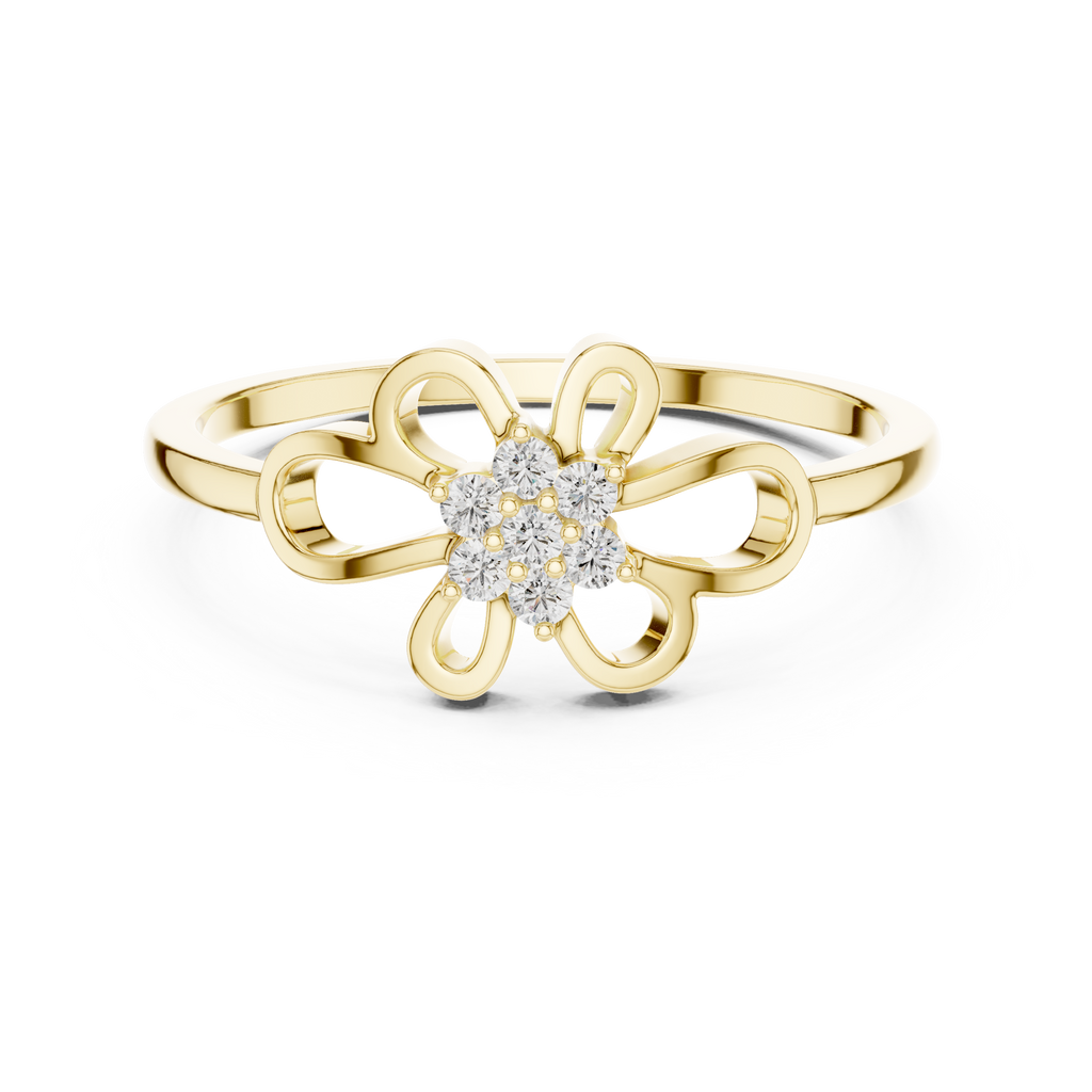 Minimalist Floral Diamond Ring | Openwork Flower Design | Women's Everyday Jewelry