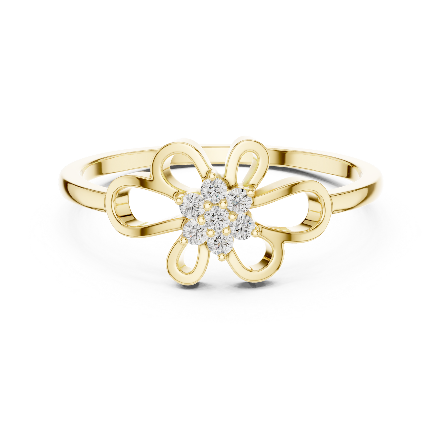 Minimalist Floral Diamond Ring | Openwork Flower Design | Women's Everyday Jewelry