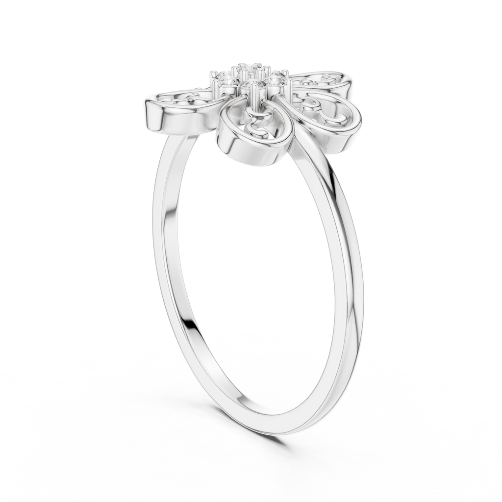 Elegant Flower Diamond Ring | Scroll Motif Statement Jewelry | Women's Fashion Ring