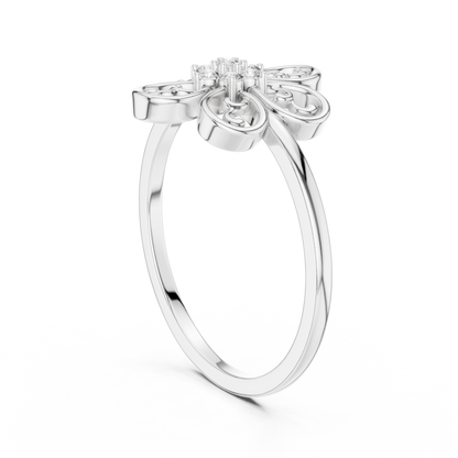 Elegant Flower Diamond Ring | Scroll Motif Statement Jewelry | Women's Fashion Ring