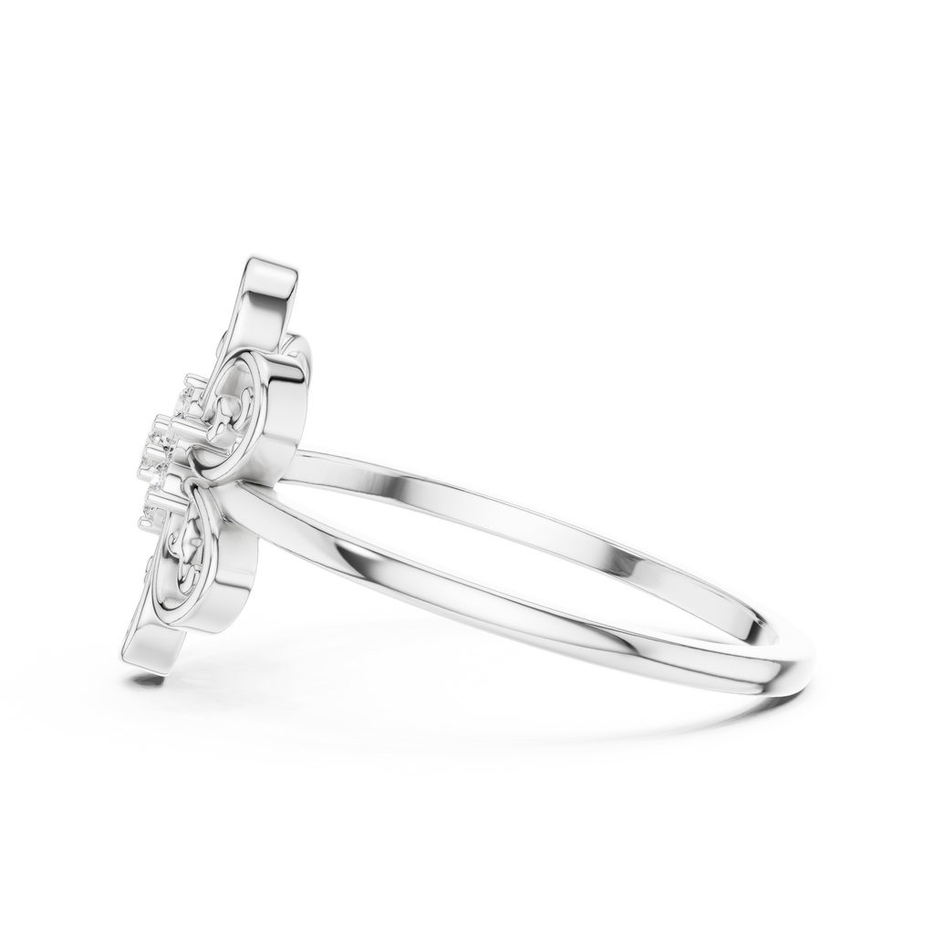 Elegant Flower Diamond Ring | Scroll Motif Statement Jewelry | Women's Fashion Ring