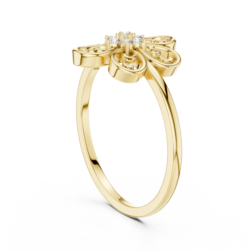 Elegant Flower Diamond Ring | Scroll Motif Statement Jewelry | Women's Fashion Ring