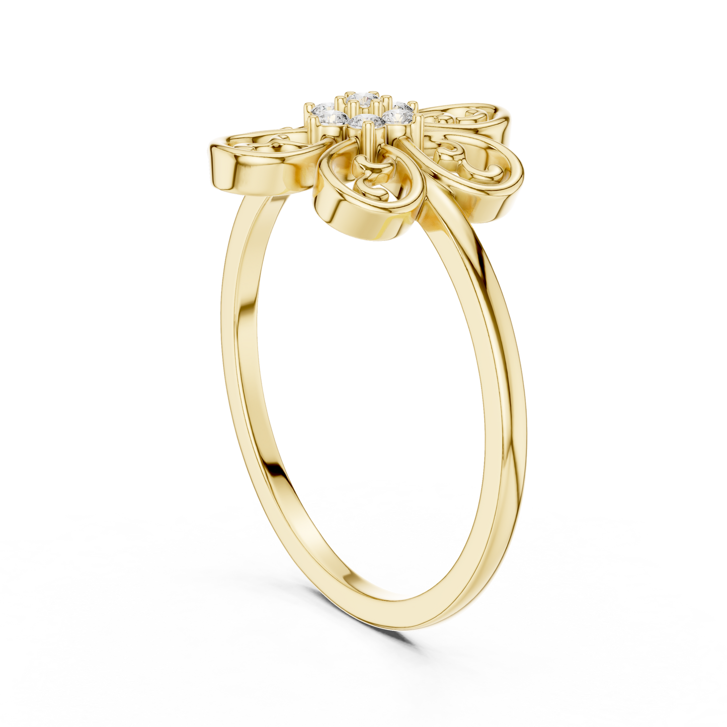 Elegant Flower Diamond Ring | Scroll Motif Statement Jewelry | Women's Fashion Ring