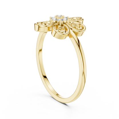 Elegant Flower Diamond Ring | Scroll Motif Statement Jewelry | Women's Fashion Ring