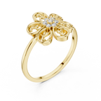 Elegant Flower Diamond Ring | Scroll Motif Statement Jewelry | Women's Fashion Ring