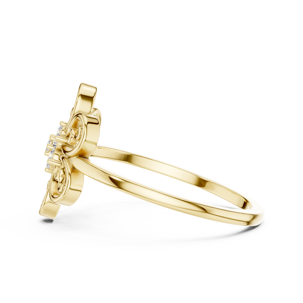 Elegant Flower Diamond Ring | Scroll Motif Statement Jewelry | Women's Fashion Ring
