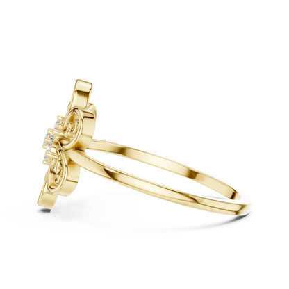 Elegant Flower Diamond Ring | Scroll Motif Statement Jewelry | Women's Fashion Ring
