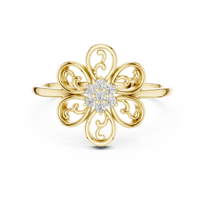 Elegant Flower Diamond Ring | Scroll Motif Statement Jewelry | Women's Fashion Ring