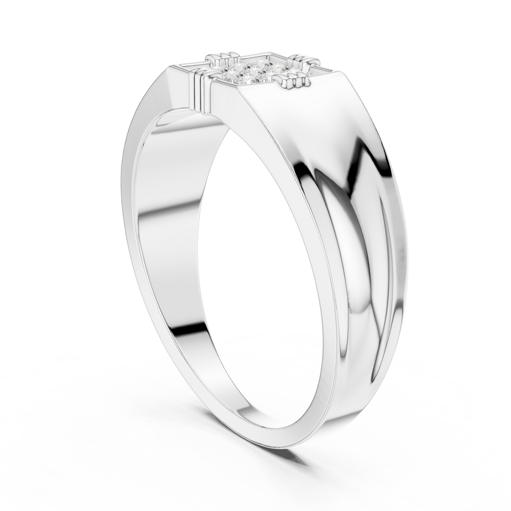 Men's Square Diamond Ring, Bold Cluster Design, Anniversary Gift for Husband.
