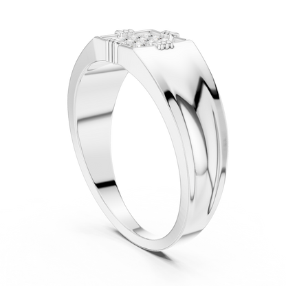 Men's Square Diamond Ring, Bold Cluster Design, Anniversary Gift for Husband.