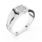 Men's Square Diamond Ring, Bold Cluster Design, Anniversary Gift for Husband.