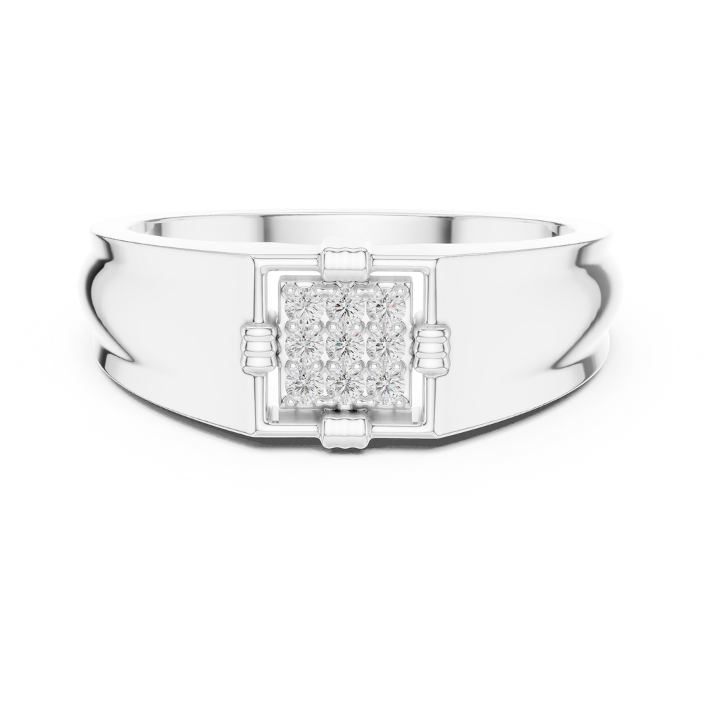 Men's Square Diamond Ring, Bold Cluster Design, Anniversary Gift for Husband.