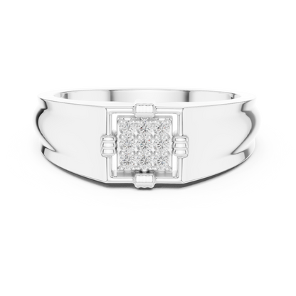 Men's Square Diamond Ring, Bold Cluster Design, Anniversary Gift for Husband.