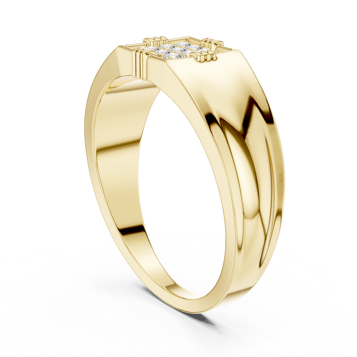 Men's Square Diamond Ring, Bold Cluster Design, Anniversary Gift for Husband.