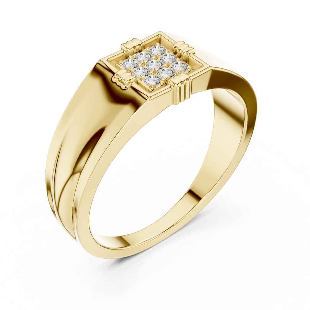 Men's Square Diamond Ring, Bold Cluster Design, Anniversary Gift for Husband.