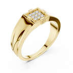 Men's Square Diamond Ring, Bold Cluster Design, Anniversary Gift for Husband.