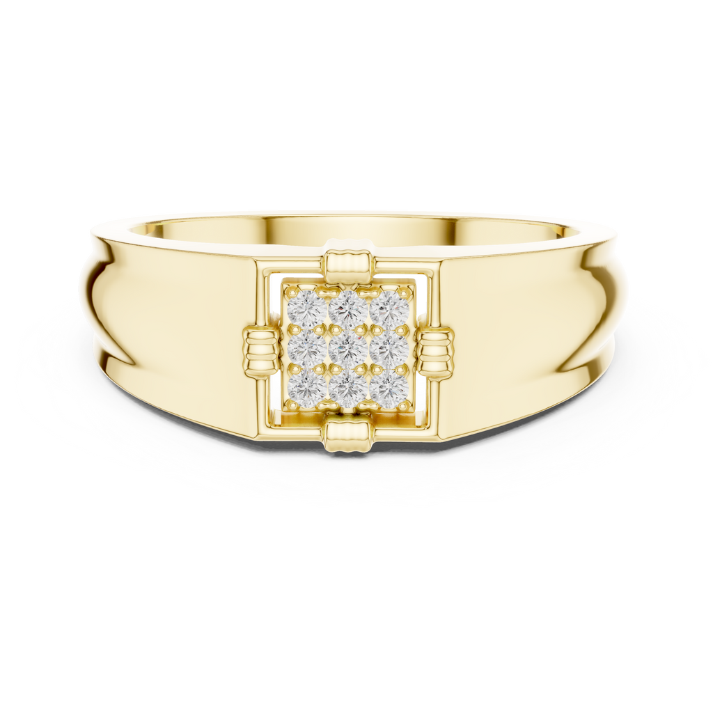 Men's Square Diamond Ring, Bold Cluster Design, Anniversary Gift for Husband.