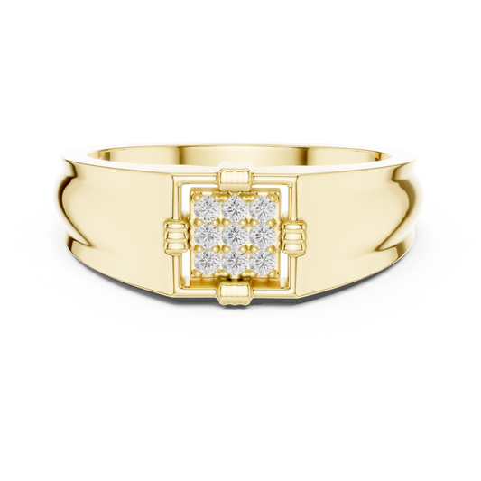 Men's Square Diamond Ring, Bold Cluster Design, Anniversary Gift for Husband.