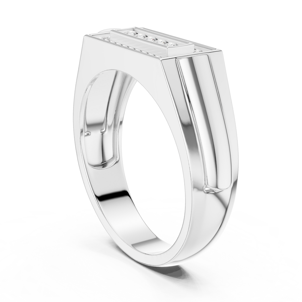Classic Men's Diamond Signet Ring, Rectangle Cluster Design, Fine Jewelry Gift