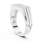 Classic Men's Diamond Signet Ring, Rectangle Cluster Design, Fine Jewelry Gift