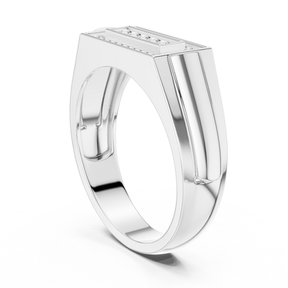 Classic Men's Diamond Signet Ring, Rectangle Cluster Design, Fine Jewelry Gift