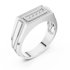 Classic Men's Diamond Signet Ring, Rectangle Cluster Design, Fine Jewelry Gift