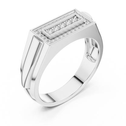 Classic Men's Diamond Signet Ring, Rectangle Cluster Design, Fine Jewelry Gift
