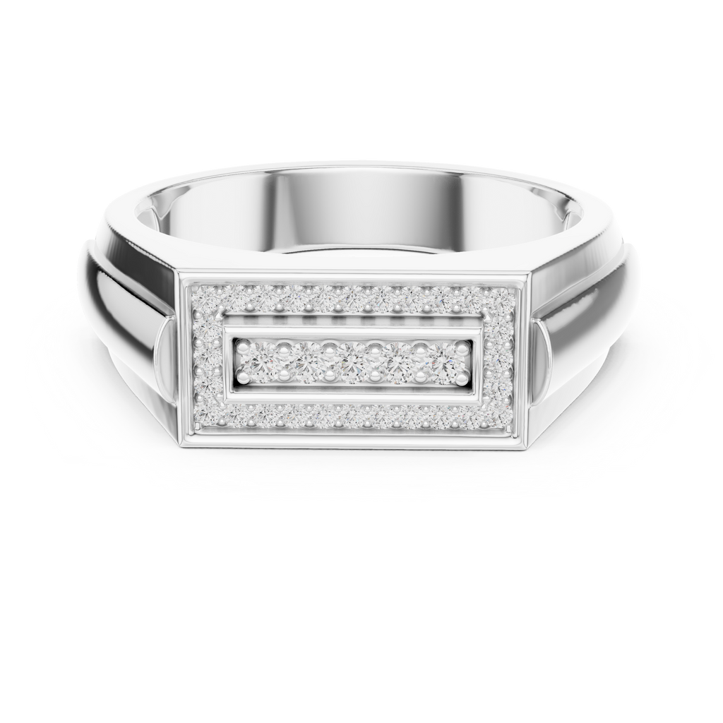 Classic Men's Diamond Signet Ring, Rectangle Cluster Design, Fine Jewelry Gift