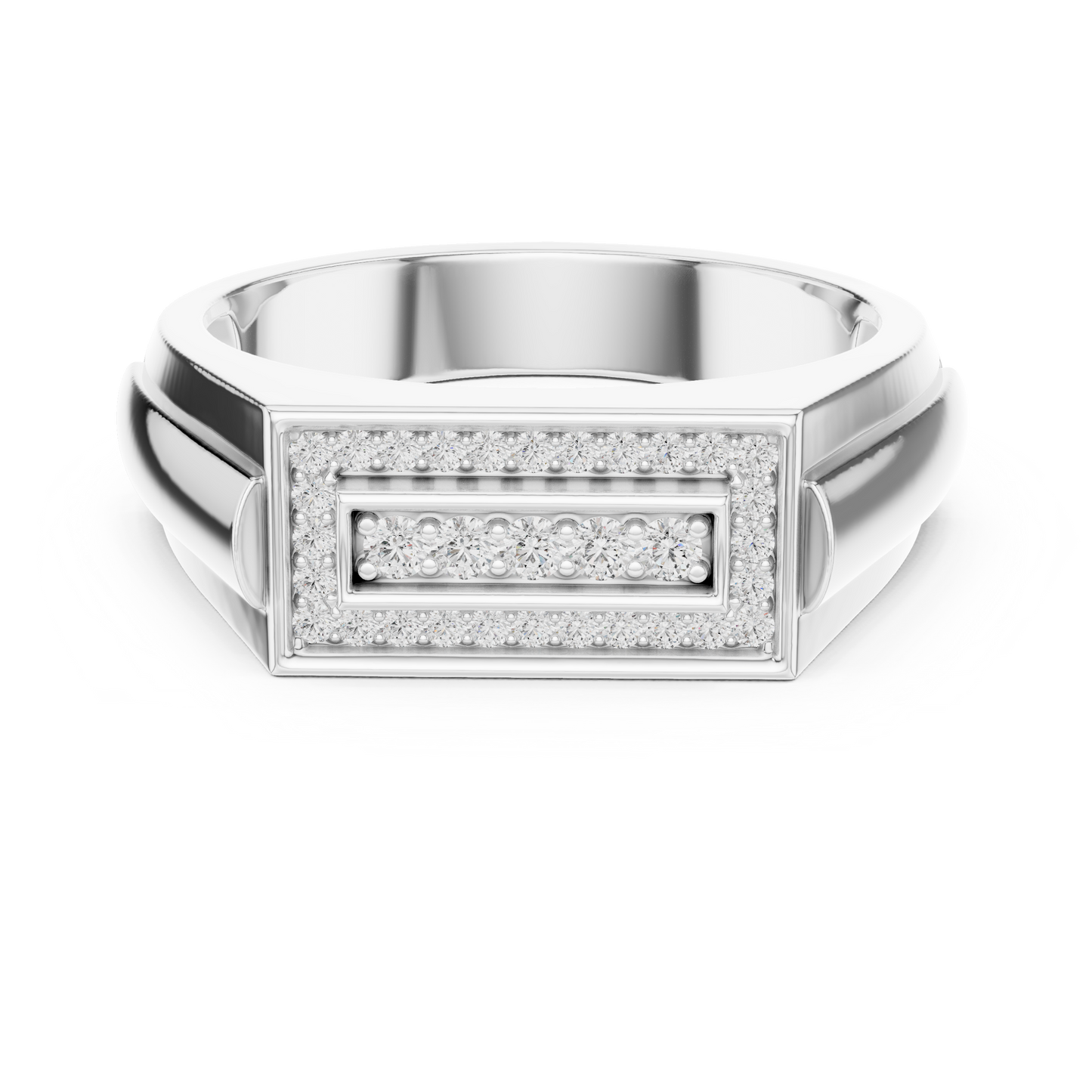 Classic Men's Diamond Signet Ring, Rectangle Cluster Design, Fine Jewelry Gift