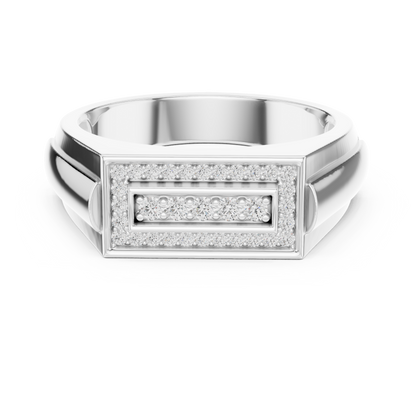 Classic Men's Diamond Signet Ring, Rectangle Cluster Design, Fine Jewelry Gift