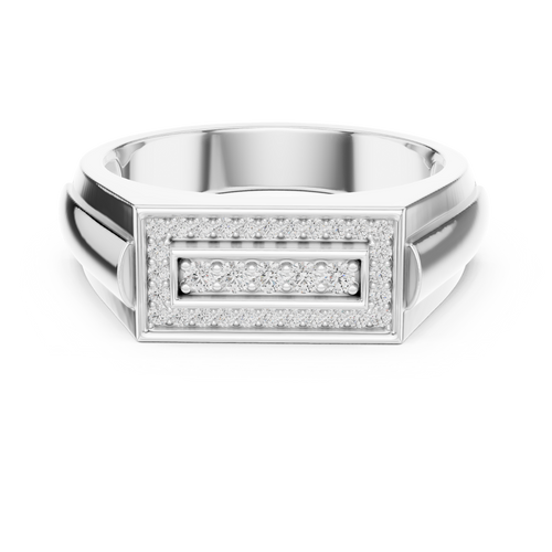 Classic Men's Diamond Signet Ring, Rectangle Cluster Design, Fine Jewelry Gift
