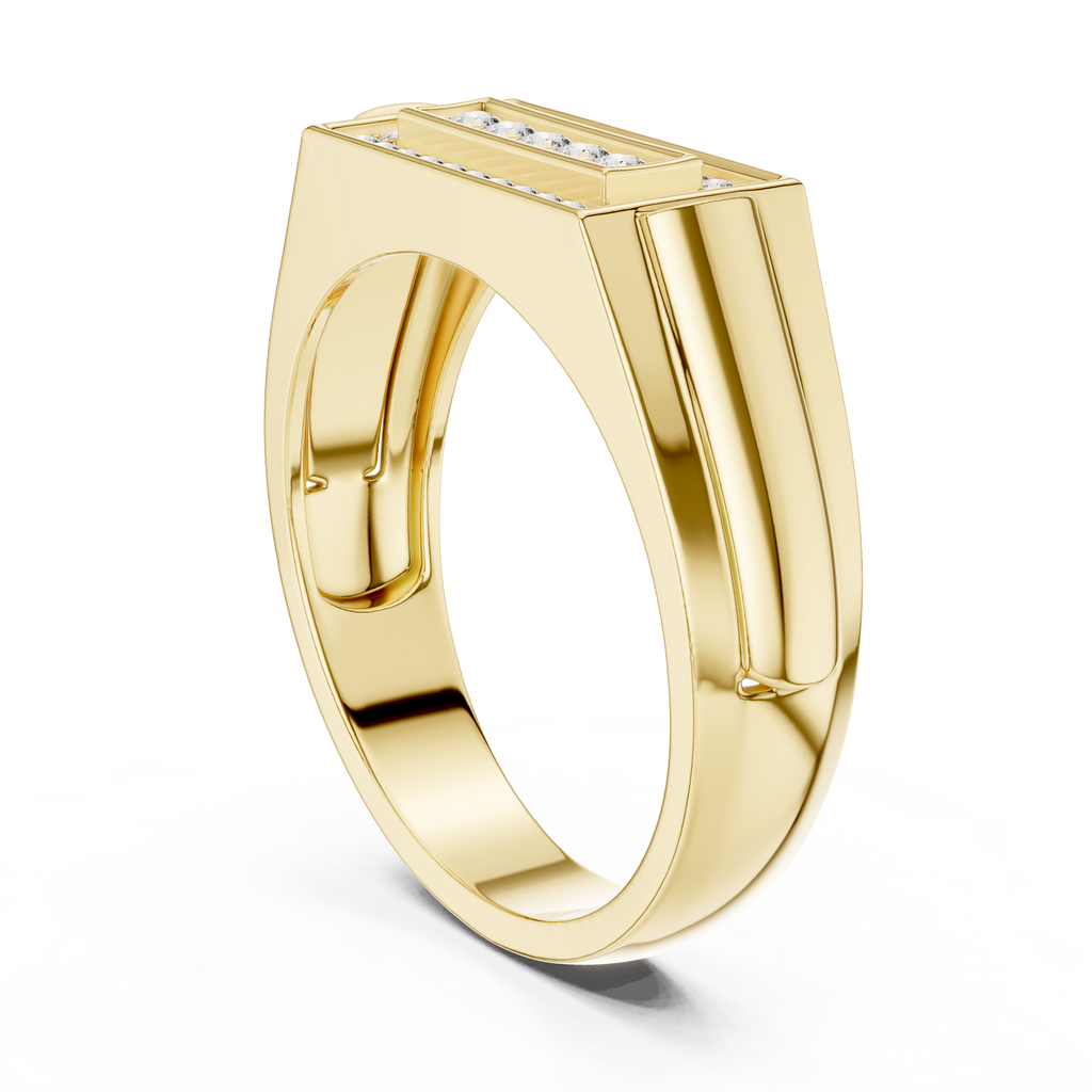 Classic Men's Diamond Signet Ring, Rectangle Cluster Design, Fine Jewelry Gift